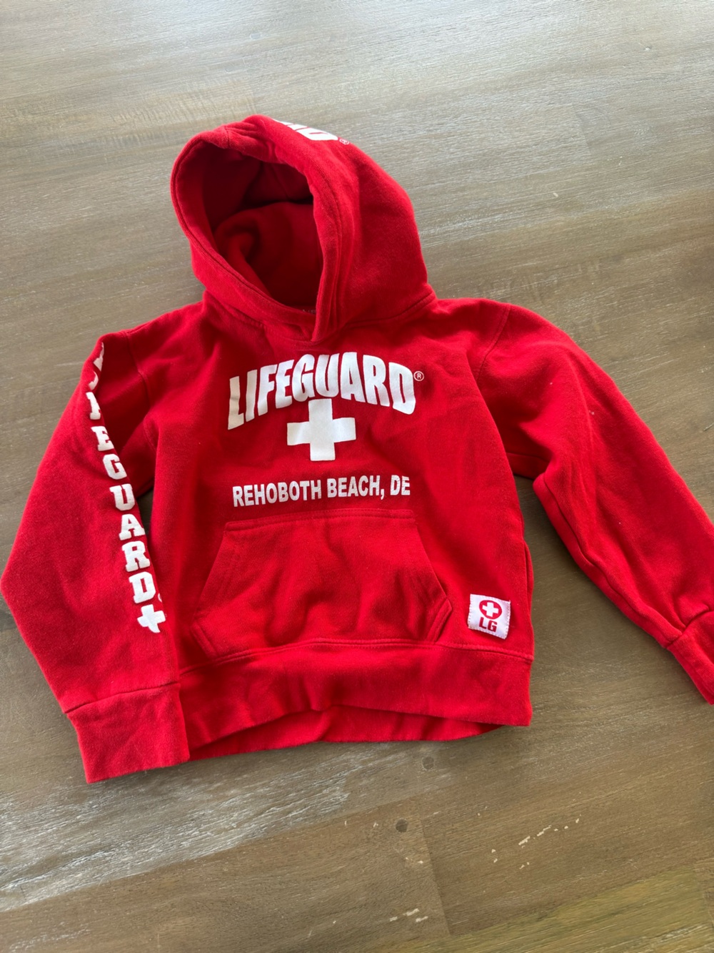Red Lifeguard Hoodie for Kids - Rehoboth Beach Sz 4-5